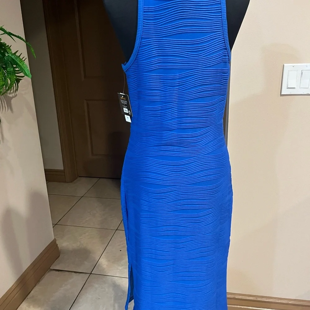 Planet Gold Ribbed Blue Dress - Picture 3 of 8